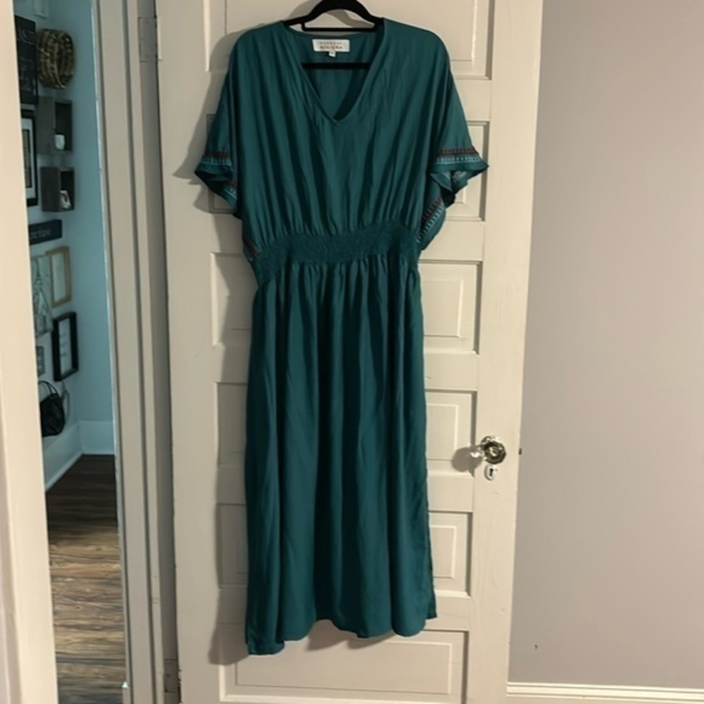 Teal Embroidered Margaux Rivera Dress